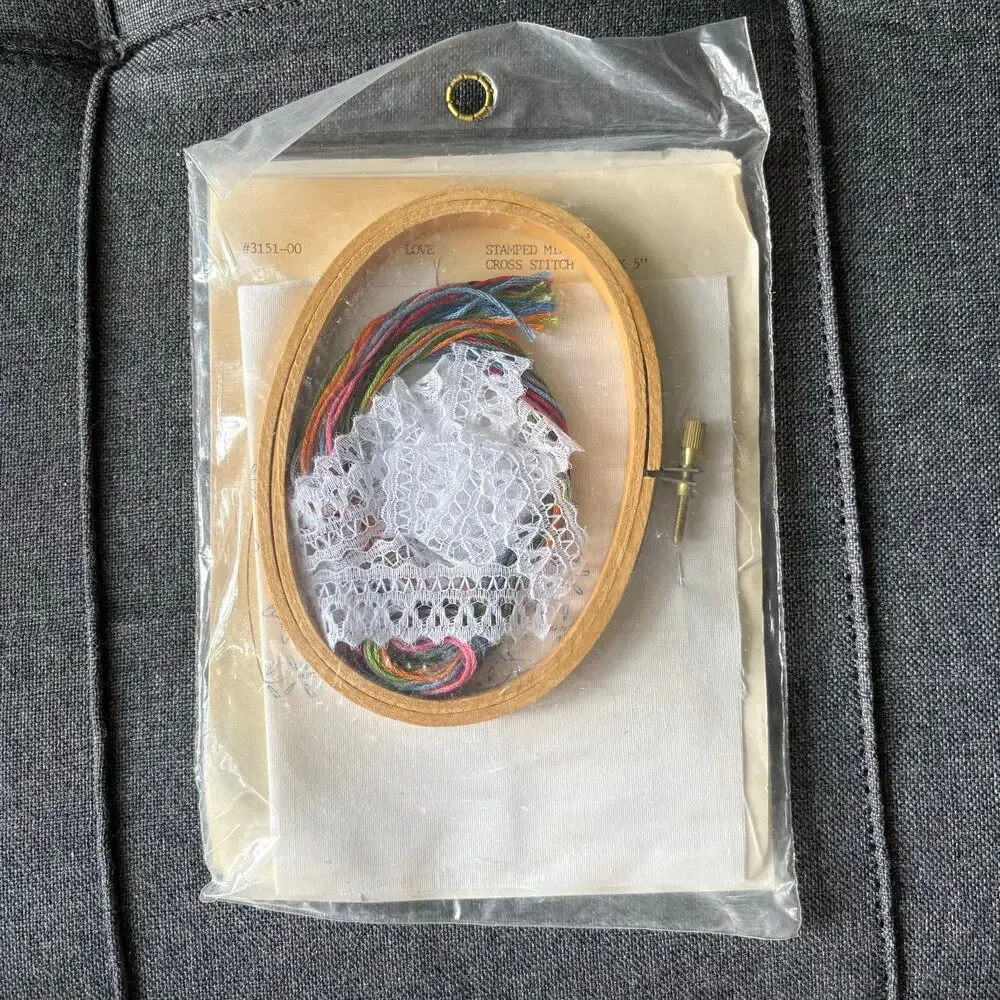 Country Love Geese Vintage Mini Oval Stamped Cross Stitch Kit by Colortex - 1987